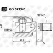 шарнир ШРУС внутр GO-073345 20x35x25 picanto